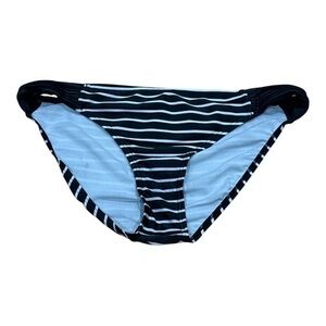 Nass-eau Bikini Bottom Womens 4 Black White Striped Ruched Sides Swim Swimsuit